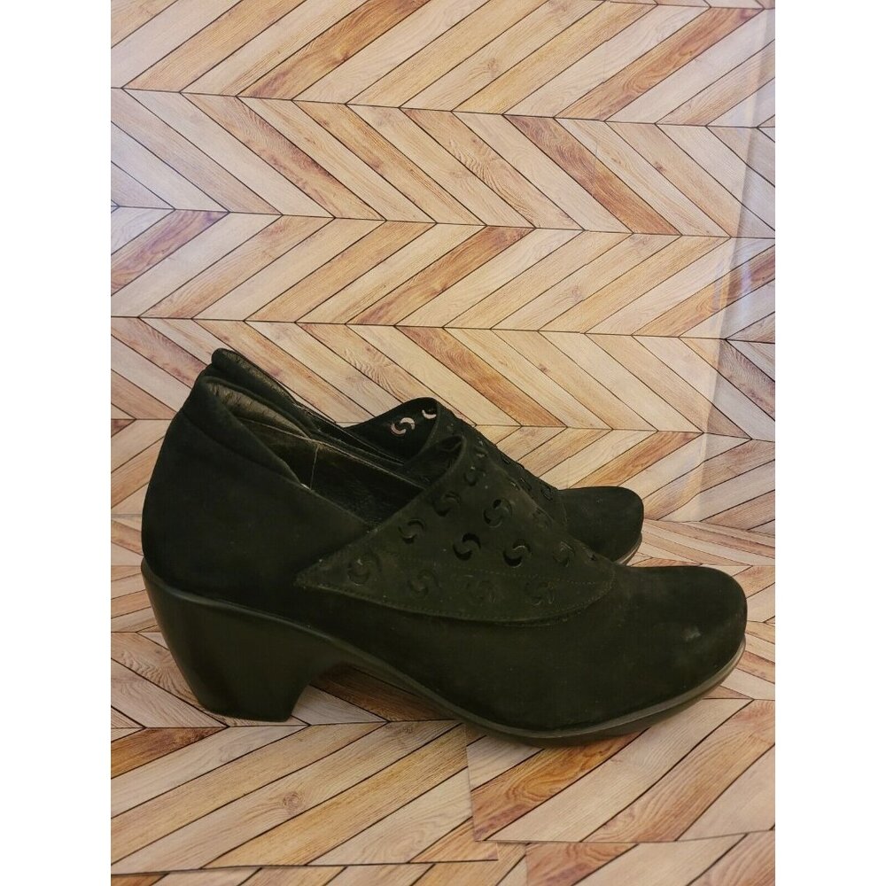 Women Naot Precious Black Suede Laser Cut Dress Pump Heel Shoe Size 41 10